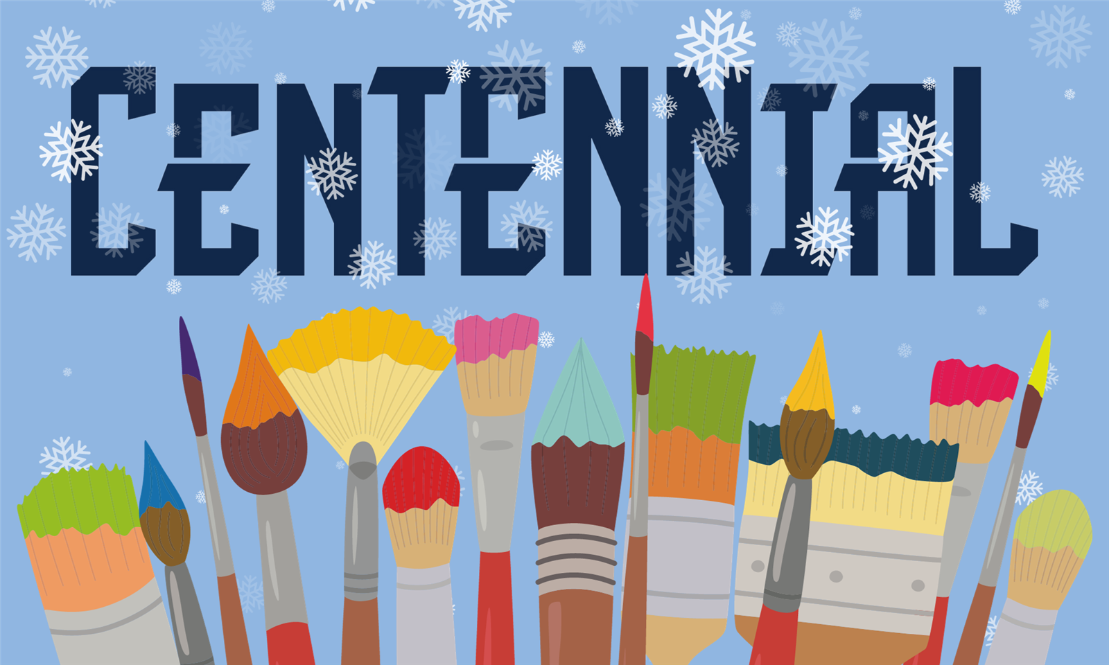 Centennial High logo on top of art supplies
